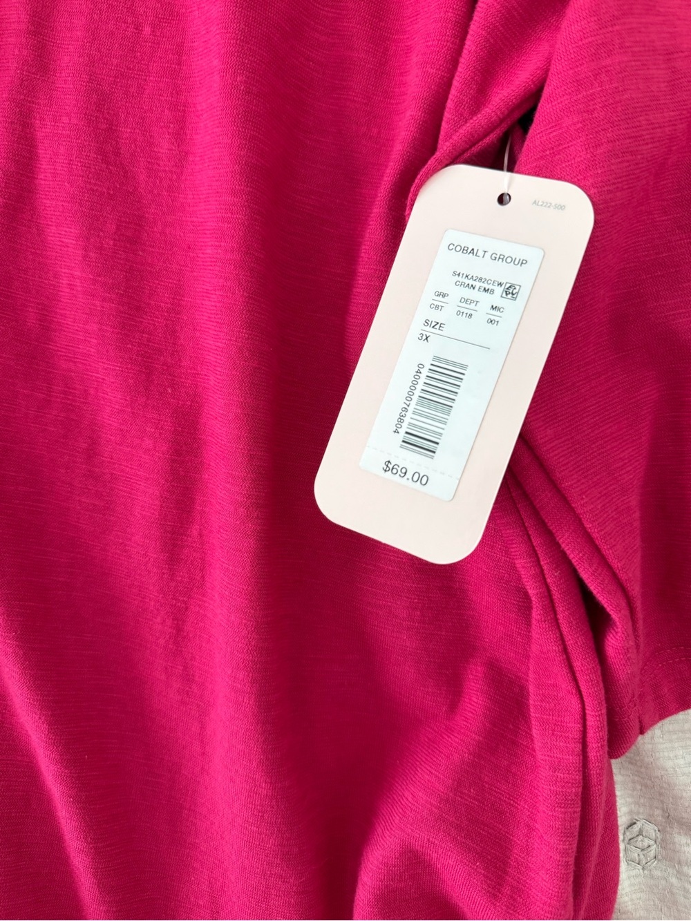 Allison Daley Fuchsia V-Neck Tunic with Blue & Gold Embroidery - Picture 4 of 4